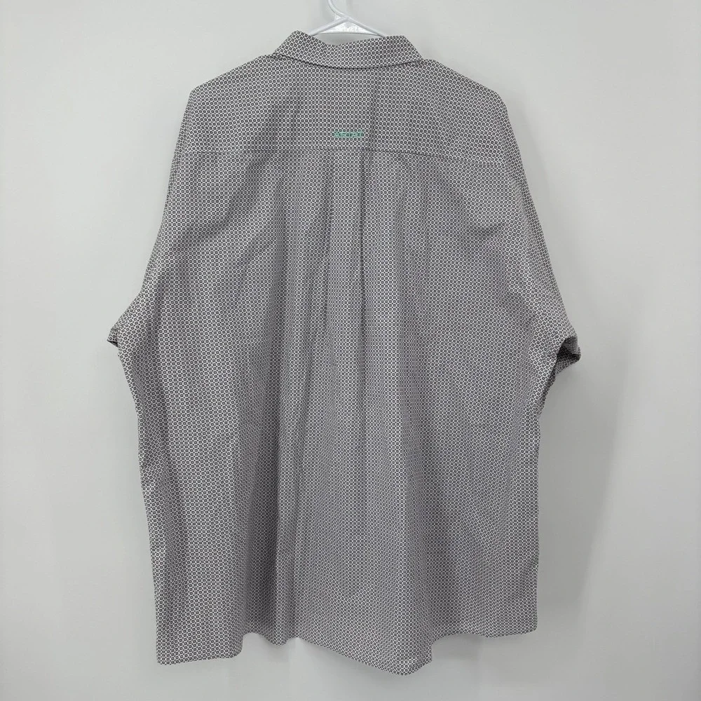 Ariat‎ Button Up Dress Shirt Mens XXL Blue Geometric Pattern Long Sleeve Stretch
